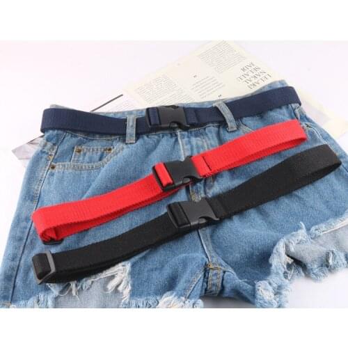 Fashion Men Women Adjustable buckle belt solid color canvas belt For Kids Adjustable Length Striped Outdoor Canvas Simple Belt