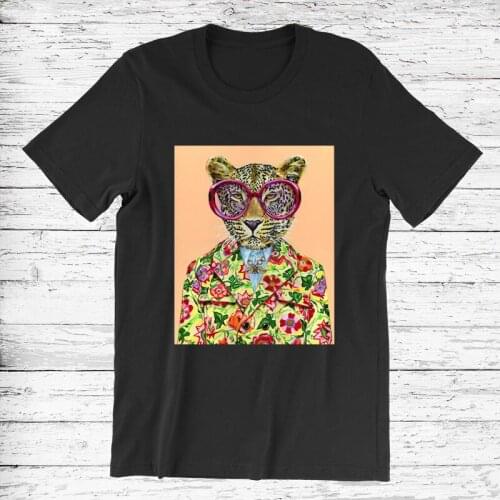100% Cotton Retro Oil Painting Flower Tiger Shirt Short-sleeved O-neck Loose T-shirt Female Plus Size T-shirt Men And Women 4XL