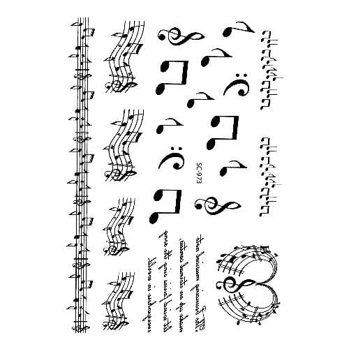 SC-973/Latest Taty Music Signal Character Tattoo Designs Waterproof Fake Temporary Tattoo Stickers Black Tatoos tatuagem