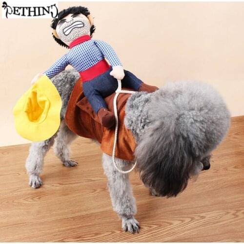 Funny Pet Cosply party clothes dog costume with cowboy hat for small dog large dog pet cat funny Halloween Party custome clothes