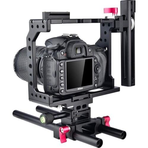 Yelangu Aluminum Handle Video Camera Cage Stabilizer for Canon 5D Mark IV III Nikon D90 D850 D750 DSLR Camera With Top Handle