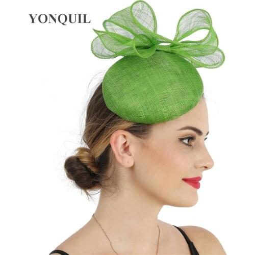 Wedding Sinamay Birde Millinery Cap 4-Layer Linen Wedding Bow Fascinator Hat With Hair Band Cocktail Ladies Hair Accessories