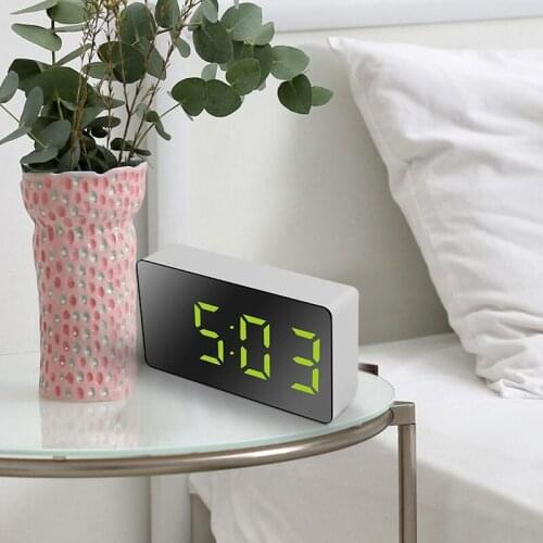 LED Multifunctional Mirror Clock Digital Alarm Snooze Display Time Mini Night LCD Light Clock Travel Car Alarm Clock Home Decor