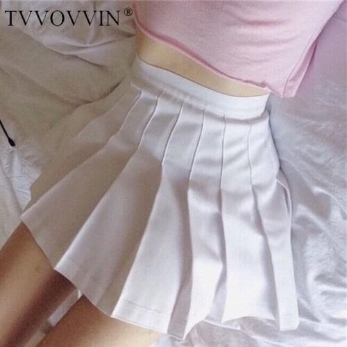 TVVOVVIN College Style French Ruffles Pleated Skirt Mini Pant Skirt High Waist A-line Thin Sexy Plus Size Double Layer REC5