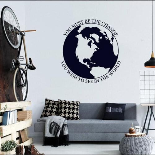 Travel Agency Decoration Geography Earth World Map Wall Decal Vinyl Home Decor Living Room Office Wall Sticker Wallpaper DW4293