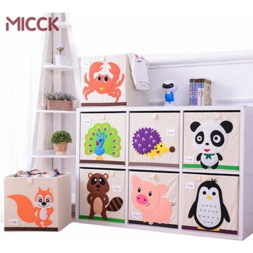 MICCK Embroidery Storage Box Cartoon Animal Folding Large Laundry Basket Sundries Children Clothes Toys Book Storage organizer