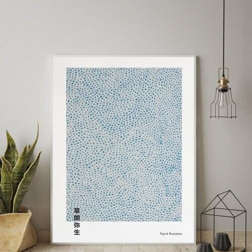 Yayoi Kusama Artwork Exhibition Posters and Prints Gallery Wall Art Pictures Light Blue Canvas Painting Office Home Decor