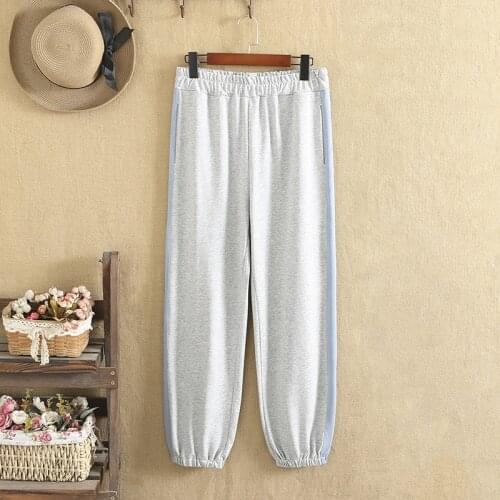 Plus Size Pants For Women XL-4XL In Autumn Wear Elastic Waist Casual Pants Side Strips Decorate Loose Trousers For FatWomens