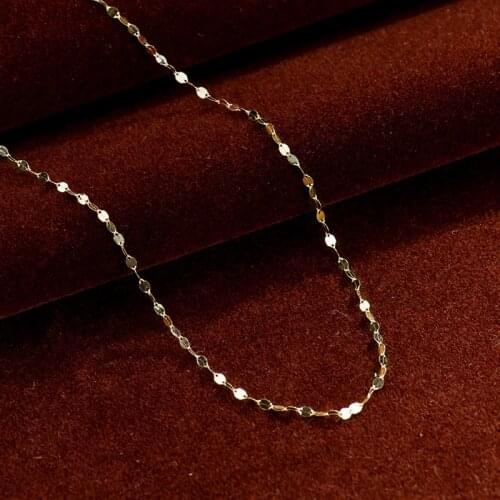 S925 Sterling Silver Plated 14K Gold Necklace Female Korean Simple Temperament Simple Sequined Bare Chain Clavicle Chain