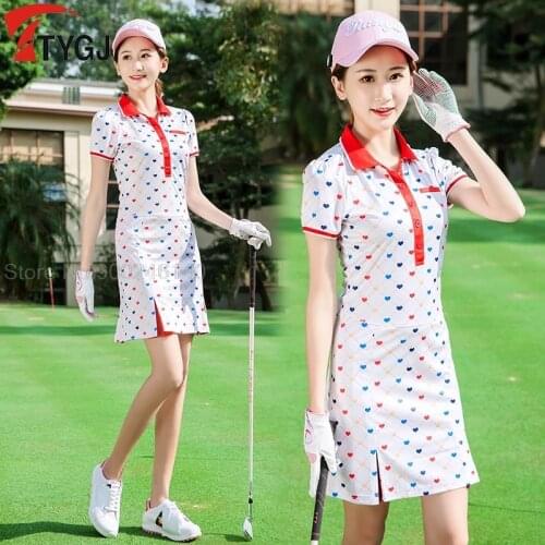Golf Dress Womens Sports Casual Skirt Summer Breathable Quick Dry Womens Short-sleeve Dress Slim Golf/Tennis Mini Dresses