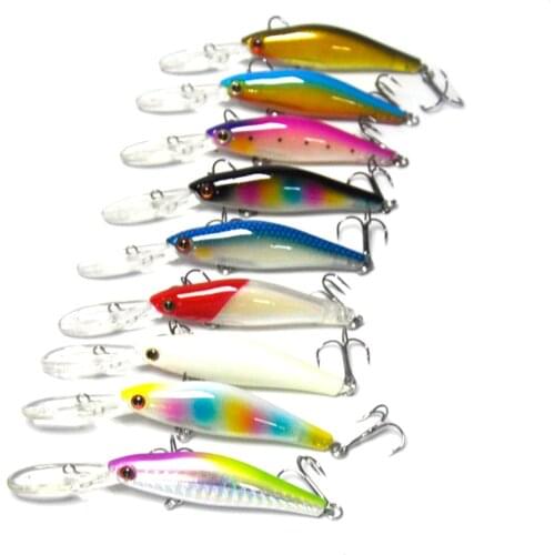 Wholesale Lots of 60pcs 7.3g 9cm Floating Minnow Bait Diving Lip Hard Fishing Lures w/ PVC Box
