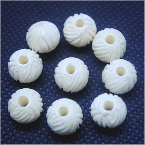 10pcs nature carving bone beads white colors nice diy beads accessories top fashion items size 10mm 12mm