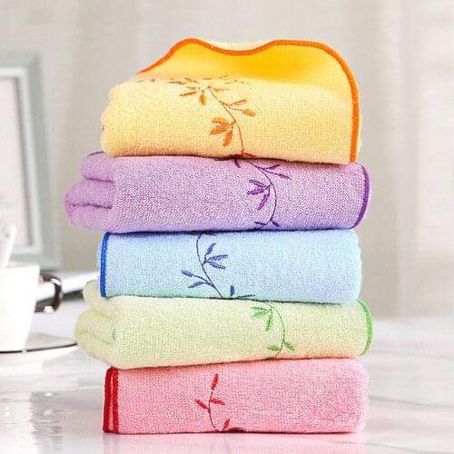 100%Cotton Embroidery Leaves Soft Face Towel Beach Hotel Sports Home Swimming Bath Hand Towel Bathroom For Adults Kids Serviette