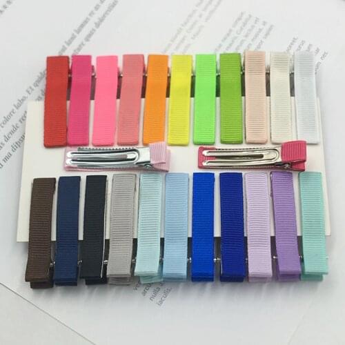 20pcs/lot 50mm Grosgrain Ribbon Lined Alligator Hair Clips Double Prong Hairpin for Hair Bows Flower Craft DIY Accessories