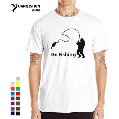 2018 Summer Hot Fishings T Shirt Fisherman Go Fish Tshirts Cotton Short Sleeve Funny Gift Tee Top Quality Brand T-shirt XS-3XL