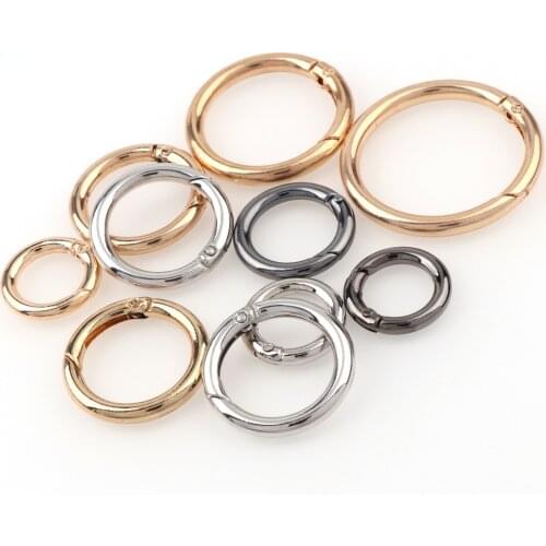 5pc Gold Silver Gun Black Color Circle Round Carabiner Camping Spring Snap Clip Hook Keychain Camping Climbing Hiking Outdoor