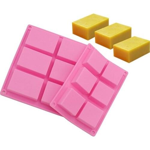 50pcs 6 Case Rectangle Soap Mold Silicone Pink Color Durable Heat Resistant High Quality Baking Moulds W9775