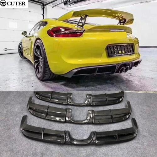 981 Carbon fiber FRP rear bumper diffuser lip for Porsche Boxster 981 car body kit 12-14