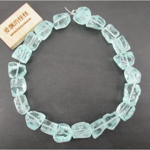 Aquamarine Blue Natural Glass Quartz Rough Nugget Loose Beads 15" Jewelry Making DIY