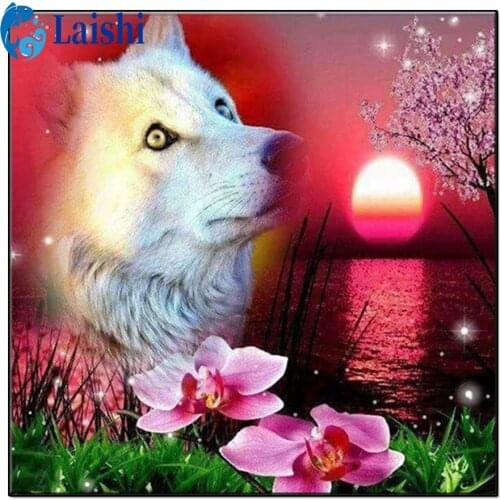 5D DIY Diamond Painting Arctic wolf, Phalaenopsis Cross Stitch mosaic Diamond Embroidery animal New Handicrafts Home Decor