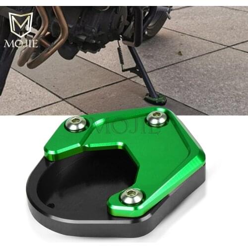For Kawasaki Z400 Ninja 400 Versys 650 KLX250 Motorcycle Aluminum Kickstand Foot Side Stand Extension Support Plate Pad Enlarge