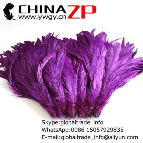 CHINAZP Factory 100pieces/lot 30~35cm Length Good Quality Dyed Purple Rooster Tail Feathers for Mardi Gras Masquerade