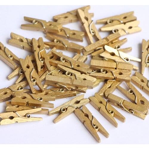 Mini Wooden Clip Clothe Christmas Photo Wall Paper 25mm Clothespin Color Clips Peg Silver Gold Craft F5G3