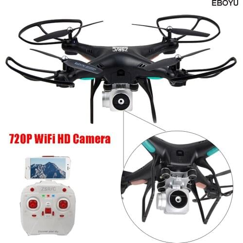 EBOYU Z1 2.4Ghz 4CH WiFi Real-time 720P HD FPV Camera RC Quadcopter RC Helicopter with Headless & Altitude Hold Mode RTF