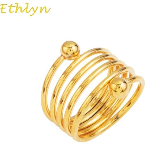 Ethlyn Unique Design Ethiopian Women Bridal Rings Jewelry 22k Yellow Golden Women Fashion Wedding Ring R7