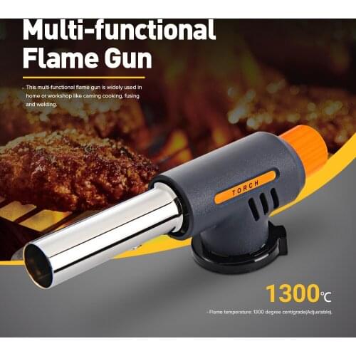 Portable Kitchen Lighter Gas Torch Butane Burner Auto Ignition Camping Welding Flame Thrower For Lighting Heating Picnic Tools
