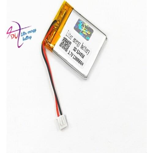 JST XH 2.54mm 524038 3.7V 1200MAH 504040 Lithium Polymer LiPo Rechargeable Battery For Mp3 headphone PAD DVD bluetooth camera