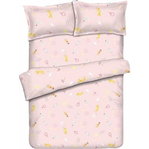 JK Anime Manga Cardcaptor Sakura Kinomoto Sakura Kero Kerberos Starstick Bedding Sets Bed Pink Lolita Comforter Set Home Decor