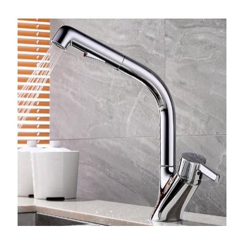 New arrival German technology top high quality brass nickel chrome single lever hot and cold pull out sink faucet kitchen tap