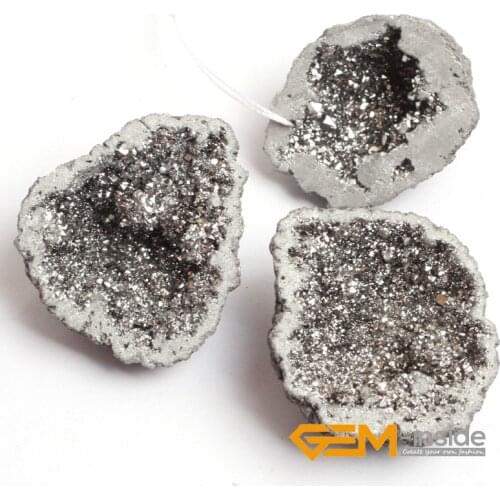 30X45MM made from raw Amethysts metallic titanium coated Quartzs loose beads for jewelry making beads price for 3 PCS wholesale