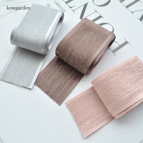 Kewgarden Chenille Ribbons 38mm 1.5" Handmade Tape DIY Bowknot Hair Accessories Saitn Ribbons Clothing Webbing 5 Yards