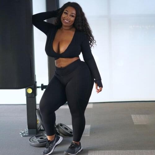 Summer Plus Size Sexy Sports Fitness Yoga Suit Women V-Neck Low-cut Tops Legging Set Female Fitness Tracksuit Sports Bras