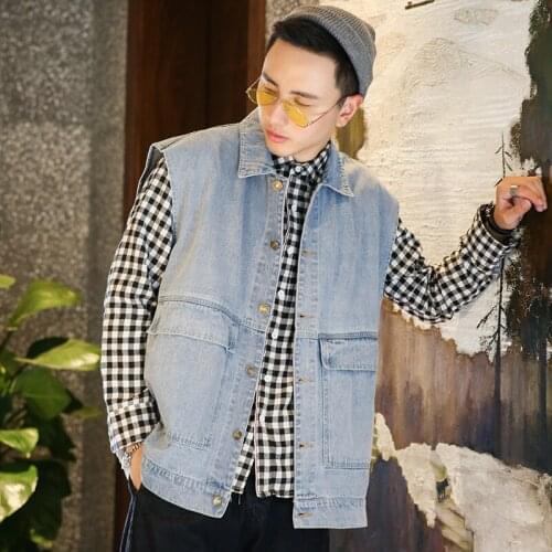 2021 Mens Sleeveless Jeans Jacket Men Denim Jeans Vest Man Cowboy Denim Vest Male Waistcoat Casual Coats