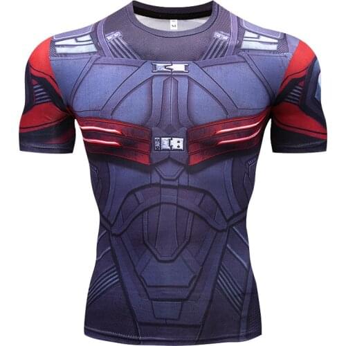 Mens Compression T-shirt Super Hero Falcon Fitness T Shirt Tops Tight Cycling Sport Tee Costume