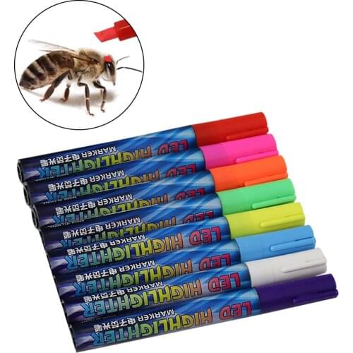 1Pc Bee Marker Pen Set 8 Colors Bee Queen Marking Colorful Highlighter Bees and Beekeeping Equipment Beekeeper Tools