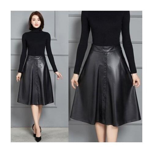 2020 Women New Fashion Genuine Real Sheep Leather Skirt K9