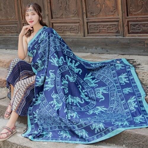 Autumn Winter New Ethnic Cashmere Pashmina Scarf Oversized Travel Shawl Thickened Square Female Thick Blanket Wraps 140*140cm