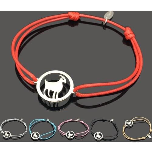 New Goat Stainless Steel Charm Wish Bracelet High Quality Coat Stainless Steel Pendant Adjustable String Gift Bracelet