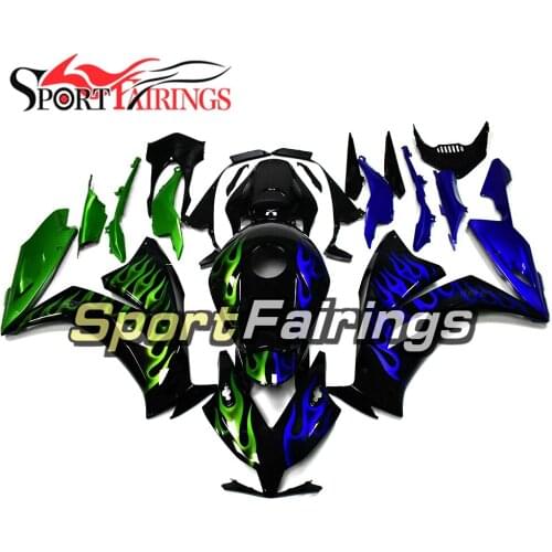Black With Green Blue Flames Motorcycle Fairings For Honda CBR1000RR 2012 2013 2014 2015 Fairing Kit Bodywork New Customize Hull