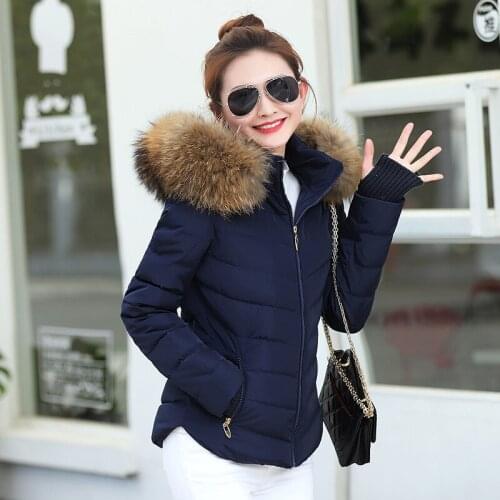 Autumn winter Women Jacket Coat Fashion Girls Short Winter Hooded Coat Warm S-2XL Big fur collar Long Sleeve Parkas Female