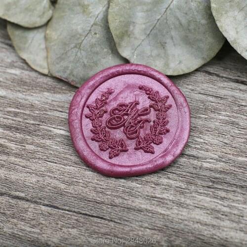 Custom Initials with wreath wedding wax stamp ,Custom Wax Seal Stamp Kit,personalised wedding invitation seals,wedding gift