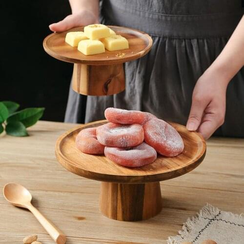 Cake tray solid wood retro tall creative modern Japanese-style plate afternoon tea personality fruit dessert table