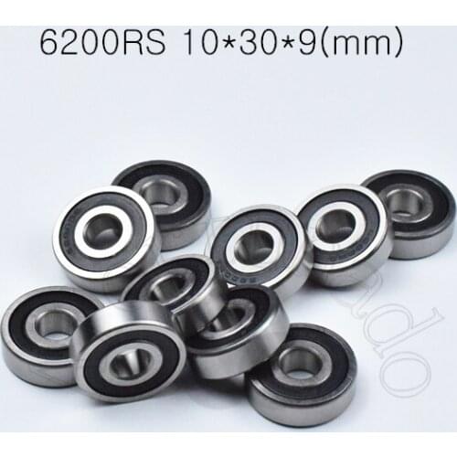 6200RS 10*30*9mm 1Piece bearings rubber sealing bearings 6200 6200RS chrome steel deep groove bearing