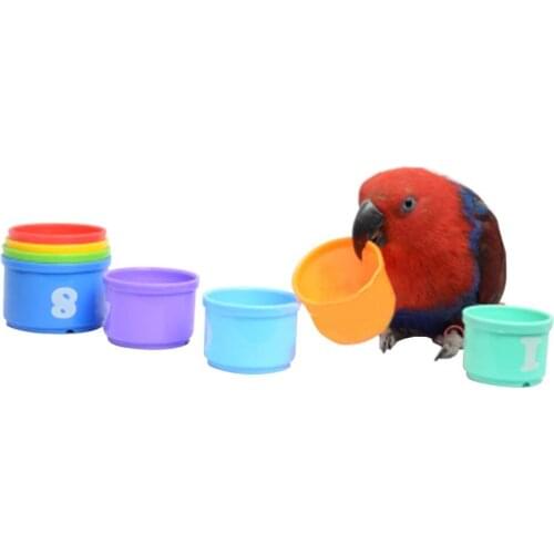 Birds Trick Training Stacking Cups Toy, Bird Educational Foraging Ball Toys, Parrot Activity Toys, Bird Play Gym Toys