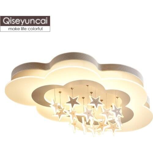 Qiseyuncai 2019 new childrens room ceiling lamp simple modern creative net red warm bedroom stars clouds with lights