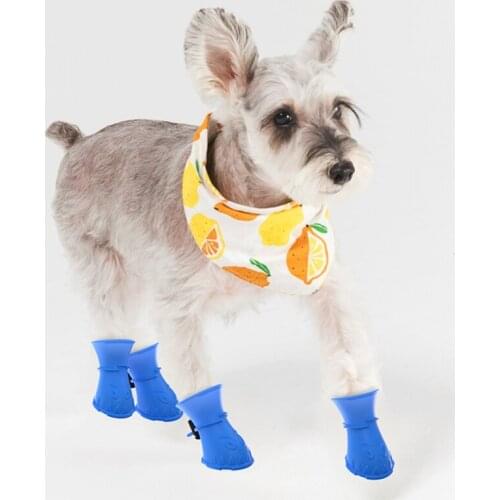 Fashion Cute Pet Dog Rainshoes Waterproof Non-Slip Silicone Small Dogs Cats Boots Rainy Days Pet Supplies